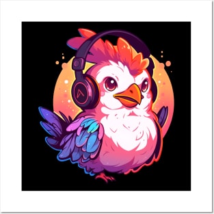 Chicken Headphones Posters and Art